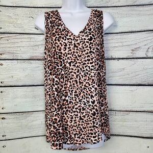 Maurices Leopard Print Sleeveless V-Neck Tank Top Size S Rayon Blend